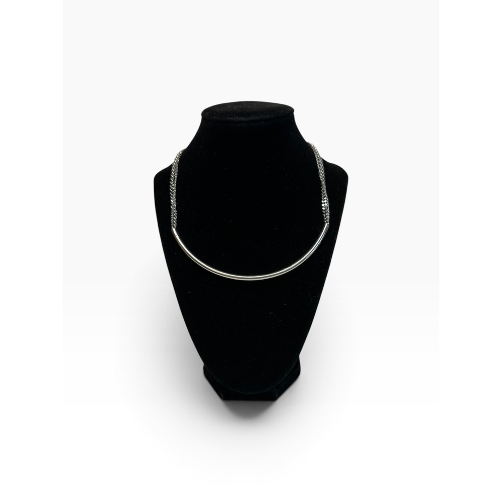 Simply Vera Vera Wang Necklace 20" Silver Tone Curved Bar Minimalist